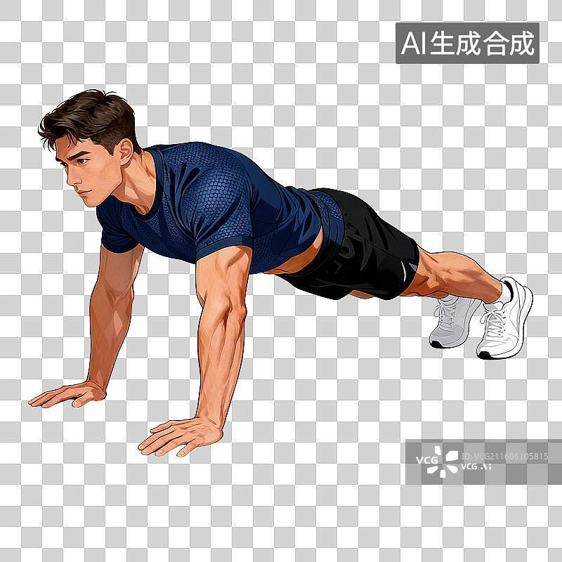 【AI数字艺术】平板支撑-运动健康图片素材