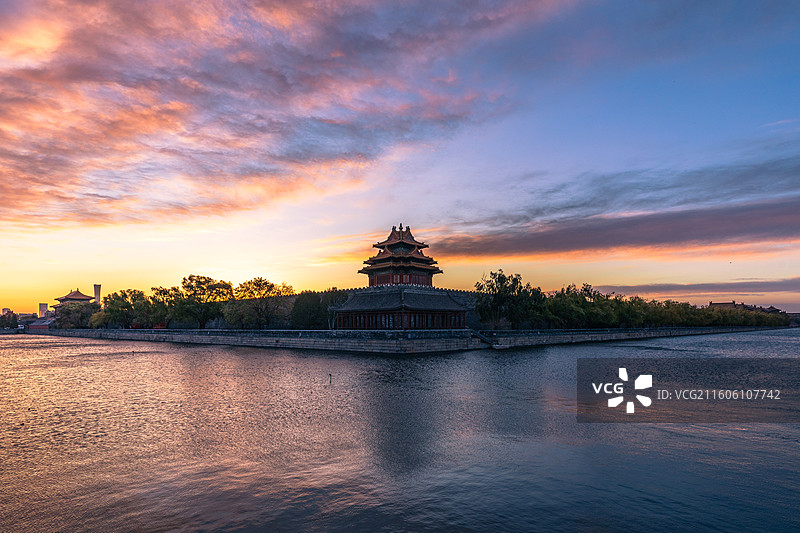 故宫角楼朝霞图片素材