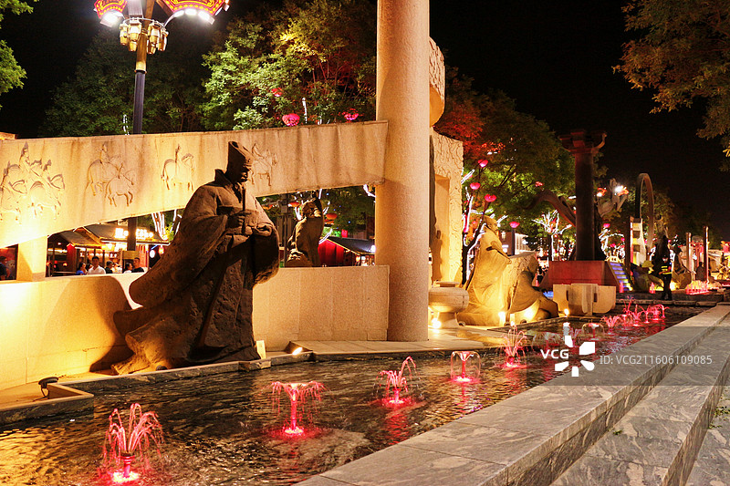 贞观之治雕塑群是大唐不夜城核心景观，以唐太宗李世民开创的贞观之治盛世为主题，再现盛唐气象图片素材