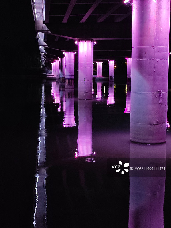 北京通州大运河桥梁夜景图片素材