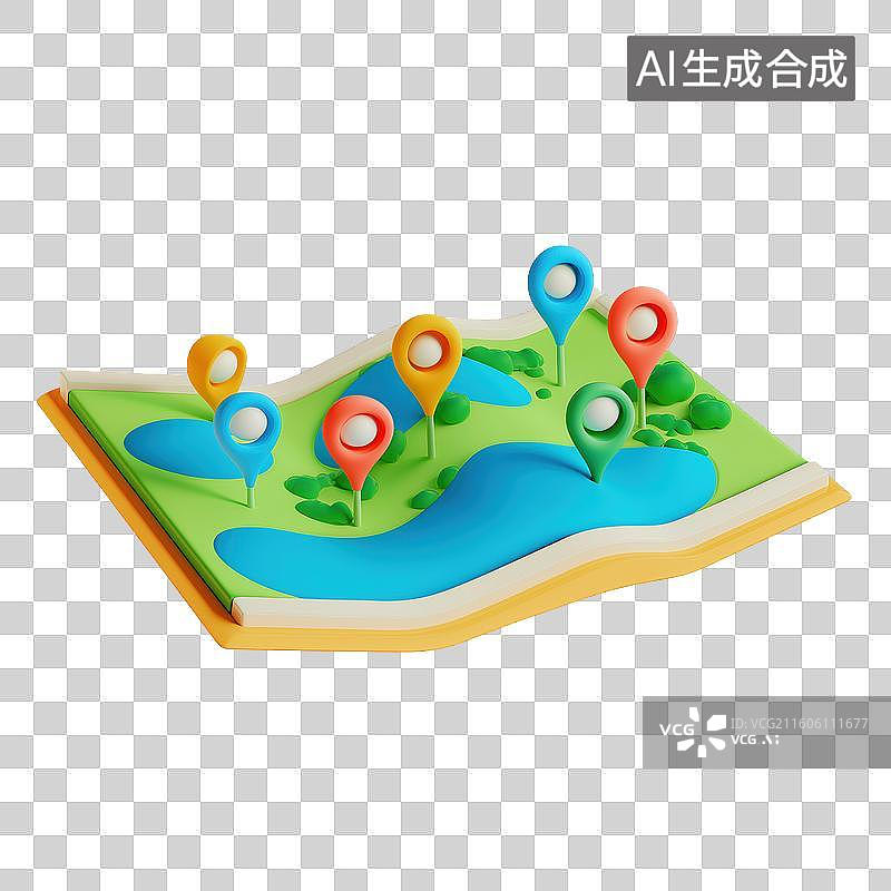 【AI数字艺术】地图上的定位标记图片素材