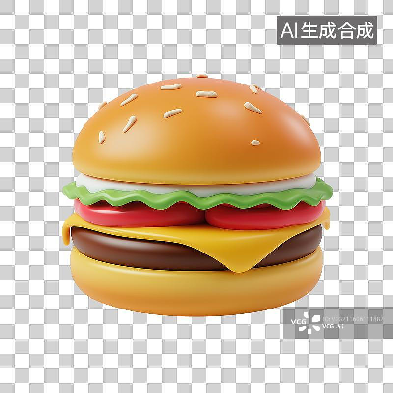 【AI数字艺术】卡通风格汉堡包图片素材