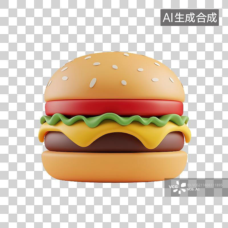 【AI数字艺术】卡通风格汉堡包图片素材