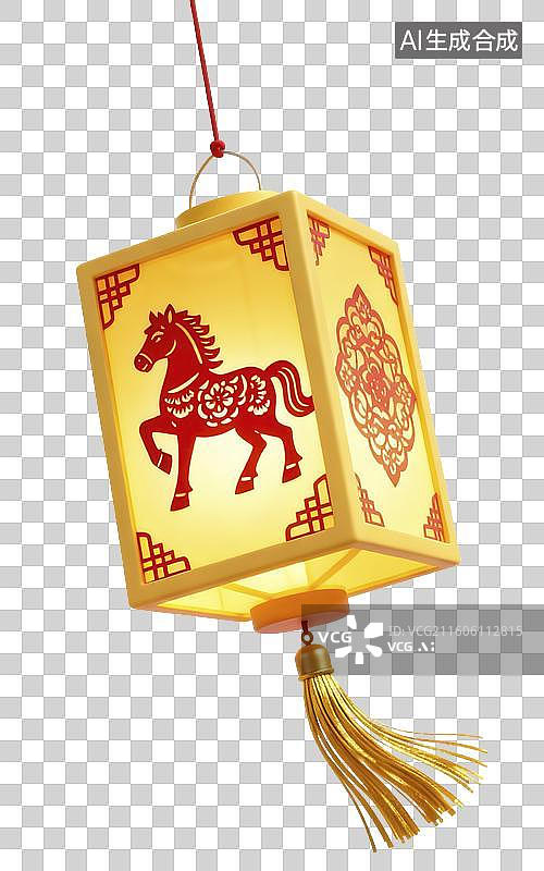 【AI数字艺术】中国新年灯笼元素插画图片素材