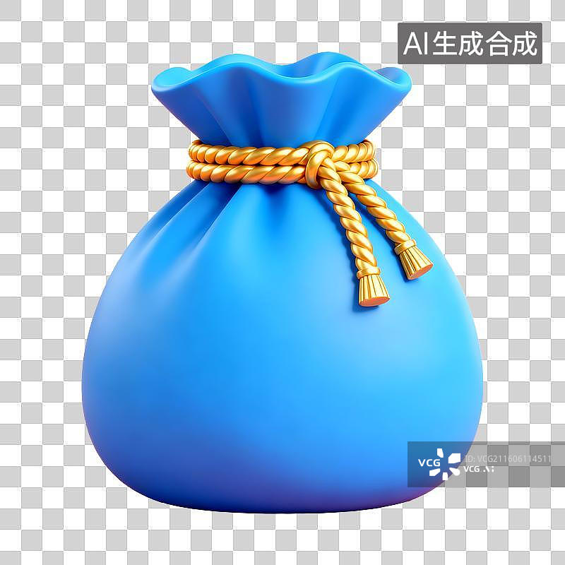 【AI数字艺术】3D立体三维C4D蓝色财富金融保险储蓄投资利润市场福袋钱袋免抠元素设计元素图片素材