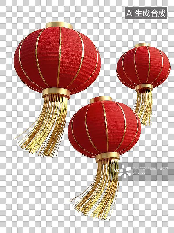 【AI数字艺术】中国新年灯笼元素插画图片素材