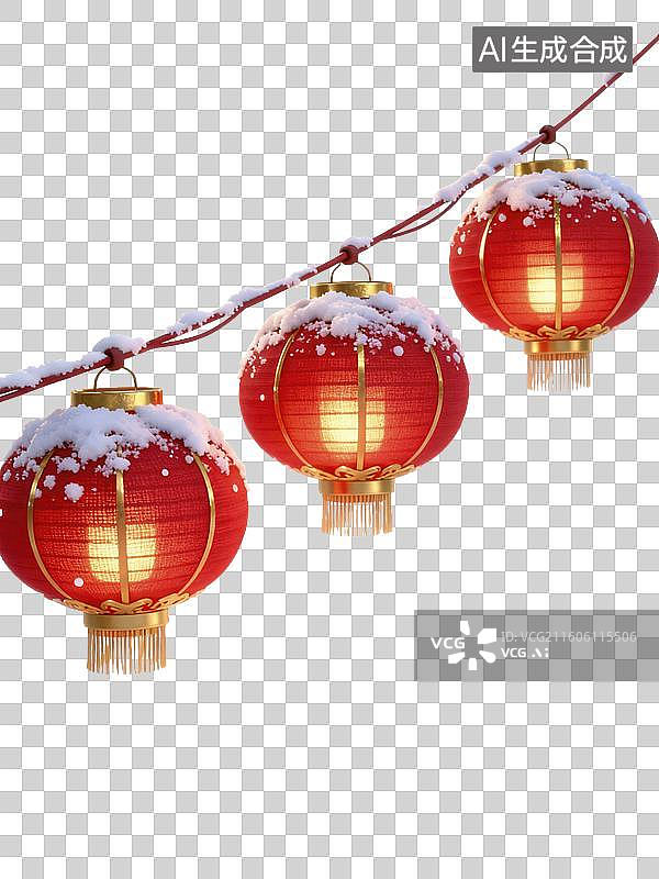 【AI数字艺术】中国新年灯笼元素插画图片素材