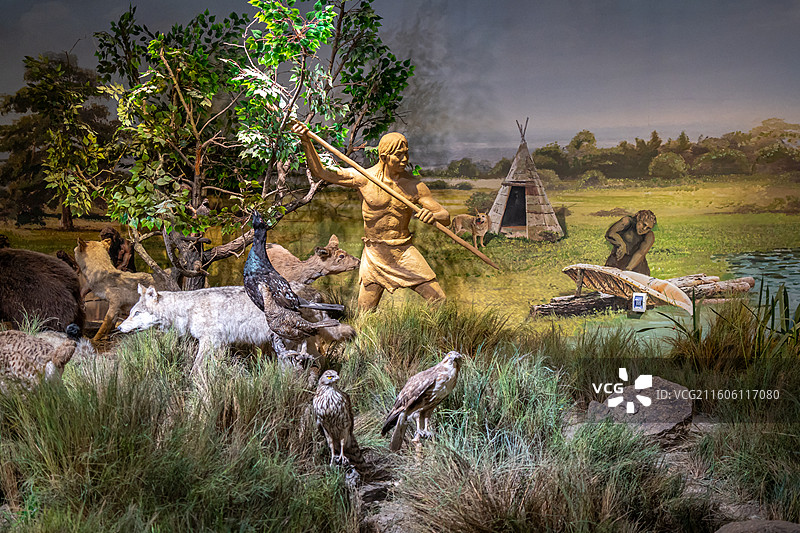 赫哲族狩猎场景  同江市赫哲族博物馆图片素材