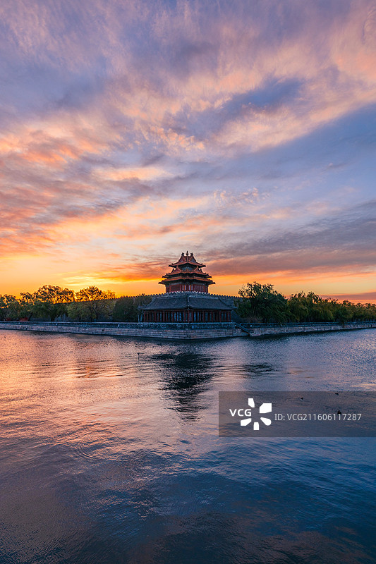 故宫角楼朝霞图片素材