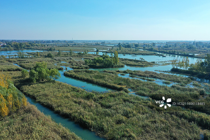 初冬色彩愈斑斓，银杏枫林绘锦笺 鸿雁排云书碧落，轻舟剪雾赛神仙 科幻新城萦瑞气，明珠古淀耀华年图片素材