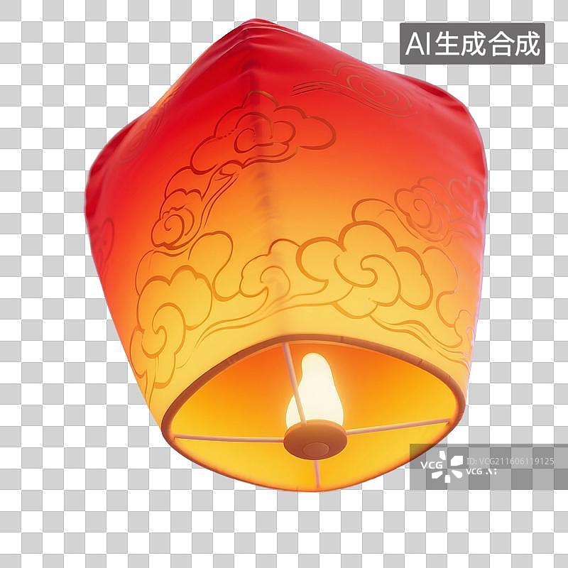 【AI数字艺术】国风手绘插画，传统纸灯笼，孔明灯，灯笼，天灯，春节，新年，中秋节灯会，元宵节庙会，中元节，免抠元素图片素材