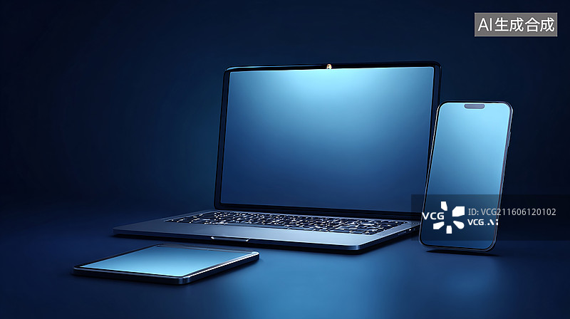 【AI数字艺术】科技设备展示 电脑与手机图片素材