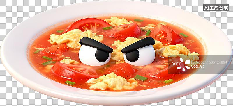 【AI数字艺术】3D风格西红柿炒鸡蛋中餐美食中式成品菜肴免抠元素图片素材