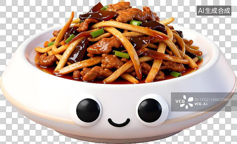 【AI数字艺术】3D风格中餐美食鱼香肉丝中式成品菜肴免抠元素图片素材