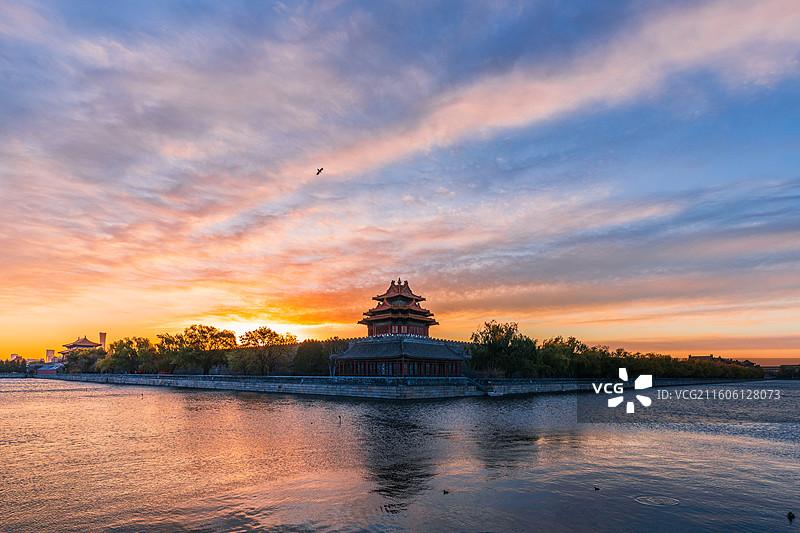 故宫角楼朝霞图片素材