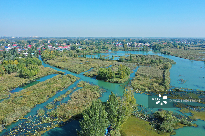 初冬色彩愈斑斓，银杏枫林绘锦笺 鸿雁排云书碧落，轻舟剪雾赛神仙 科幻新城萦瑞气，明珠古淀耀华年图片素材