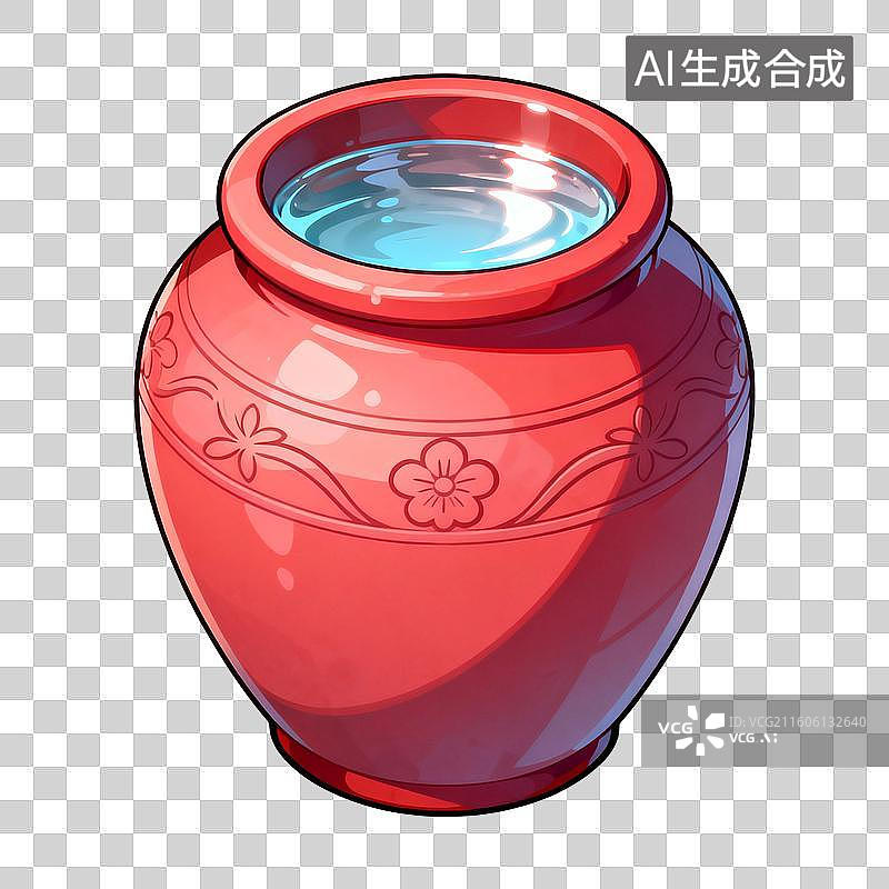 【AI数字艺术】中国风手绘插画，国风素材，酒缸，酒坛子，酿酒，绍兴黄酒，花雕酒，女儿红，传统文化，酒文化，免抠元素图片素材