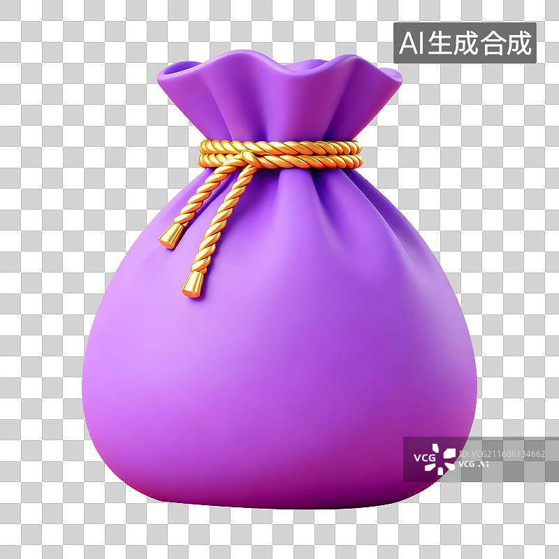 【AI数字艺术】3D立体三维C4D紫色财富金融保险储蓄投资利润市场福袋钱袋免抠元素设计元素图片素材