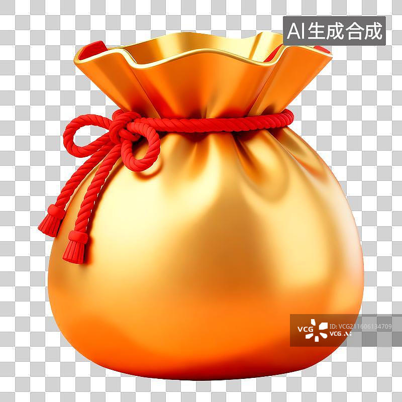 【AI数字艺术】3D立体三维C4D金色财富金融保险储蓄投资利润市场福袋钱袋免抠元素设计元素图片素材
