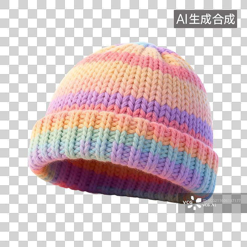 【AI数字艺术】3D渲染，羊毛针织帽，毛线针织帽子，秋天，冬天，冬天厚衣服，免抠元素图片素材