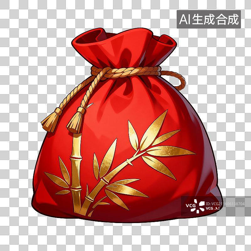 【AI数字艺术】中国风手绘插画，福袋，国风小物件，端午节香囊，艾草香包，荷包，七夕节，锦缎香包锦囊挂件，免抠元素图片素材