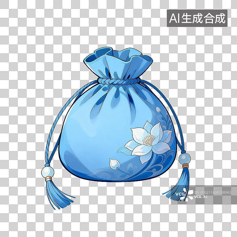 【AI数字艺术】中国风手绘插画，福袋，国风小物件，端午节香囊，艾草香包，荷包，七夕节，锦缎香包锦囊挂件，免抠元素图片素材