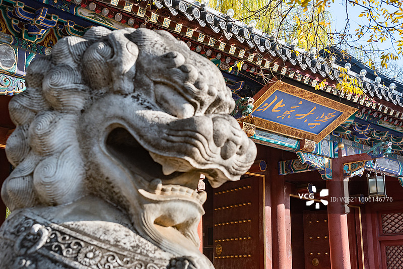 北京大学西校门北大西门石狮图片素材