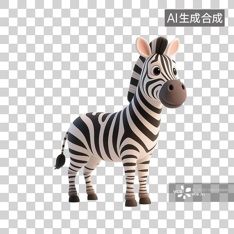 【AI数字艺术】3D渲染，卡通斑马，一只斑马，免抠元素图片素材