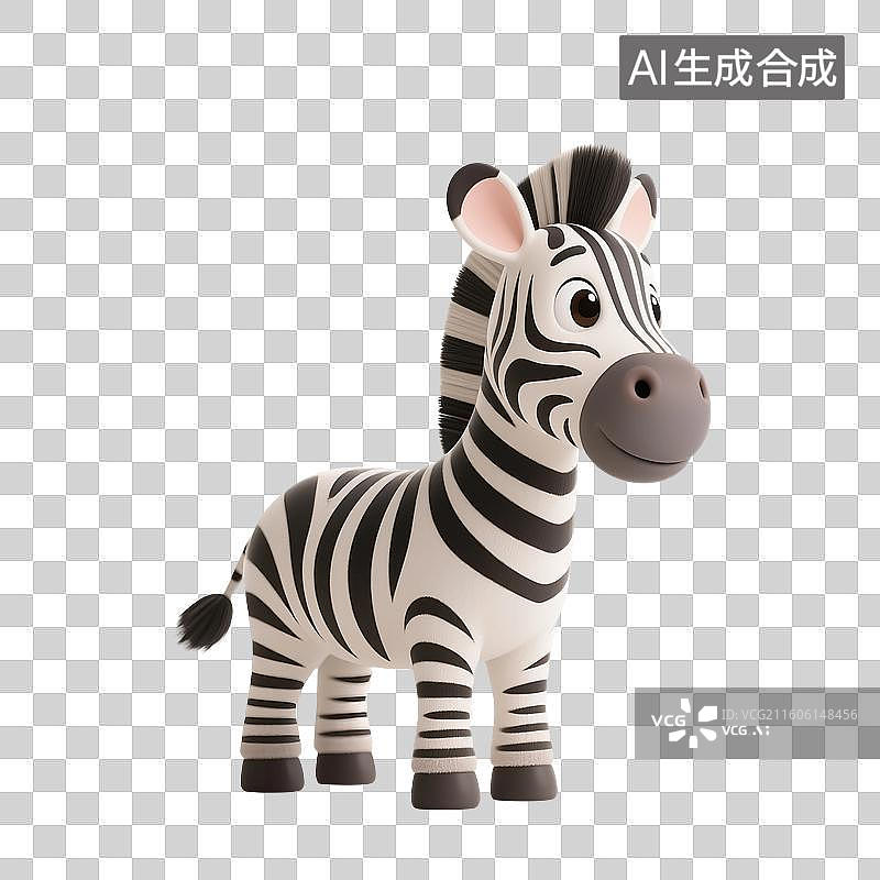 【AI数字艺术】3D渲染，卡通斑马，一只斑马，免抠元素图片素材