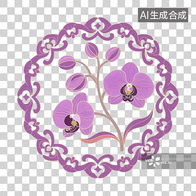 【AI数字艺术】中国风插画，传统图案花纹，兰花，兰草，春节，新年，元宵节，中秋节，国庆节，免抠元素图片素材