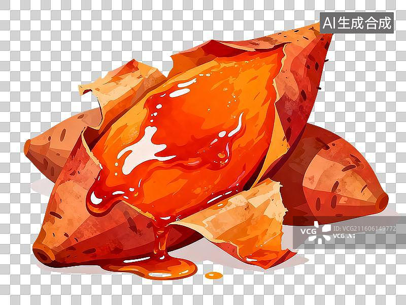 【AI数字艺术】手绘插画，红薯，烤红薯，烤地瓜，紫薯，免抠元素图片素材