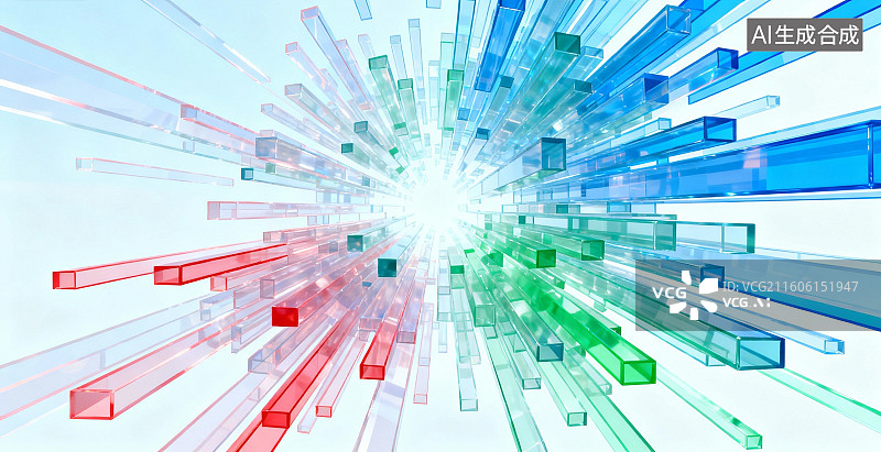 【AI数字艺术】彩色光束汇聚抽象背景图片素材
