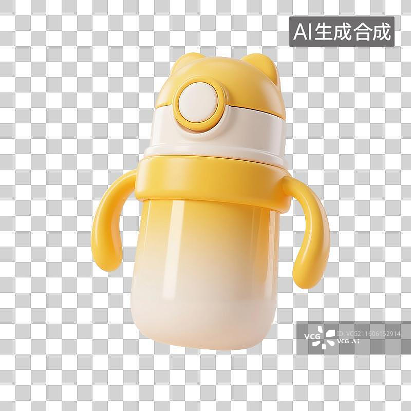 【AI数字艺术】3D渲染，婴儿水杯，保温杯，婴儿用品，免抠元素图片素材