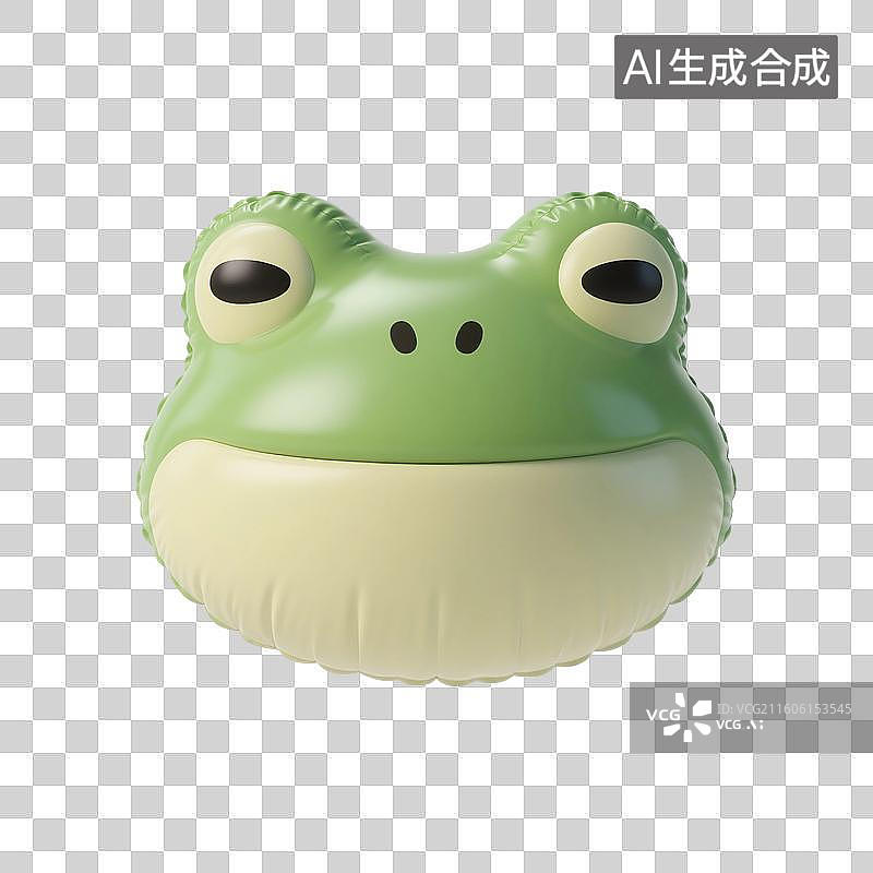 【AI数字艺术】3D渲染卡通动物，充气膨胀风格，气球，青蛙，小青蛙，夏天，免抠元素图片素材