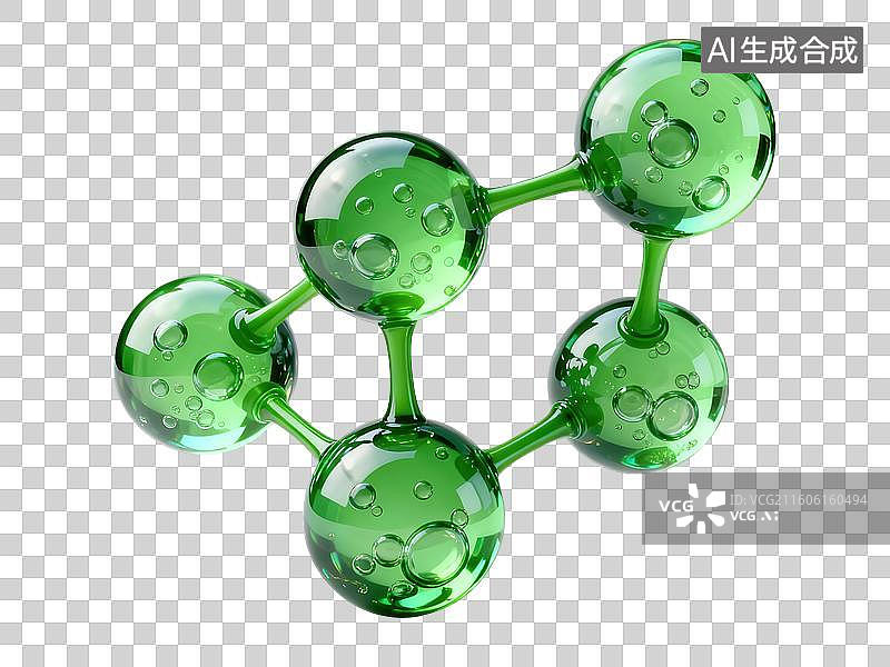 【AI数字艺术】绿色分子结构模型图片素材