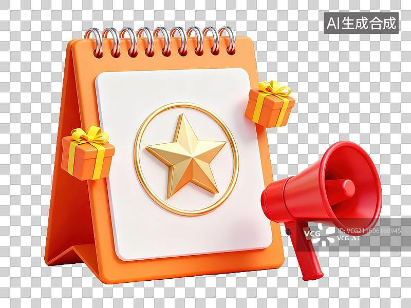【AI数字艺术】日历与喇叭的节日宣传图图片素材