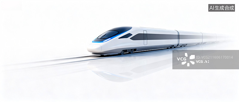 【AI数字艺术】高速行驶的现代化高铁列车图片素材