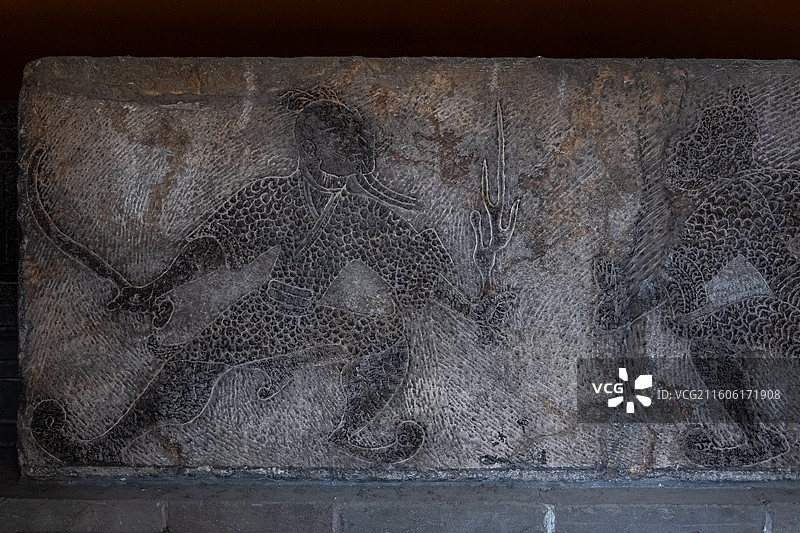 曲阜孔庙 神庖汉画像石二展室 1937年出土于曲阜韩家铺的双室石椁墓图片素材