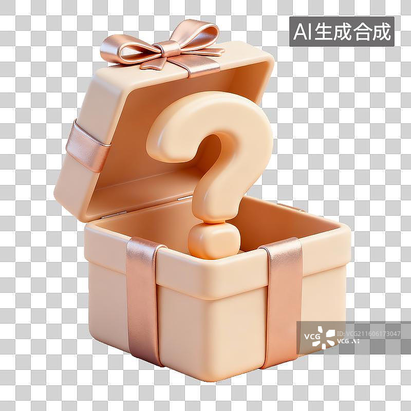 【AI数字艺术】打开的礼盒内有问号图片素材