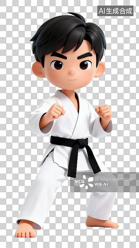 【AI数字艺术】3D卡通跆拳道运动员图片素材