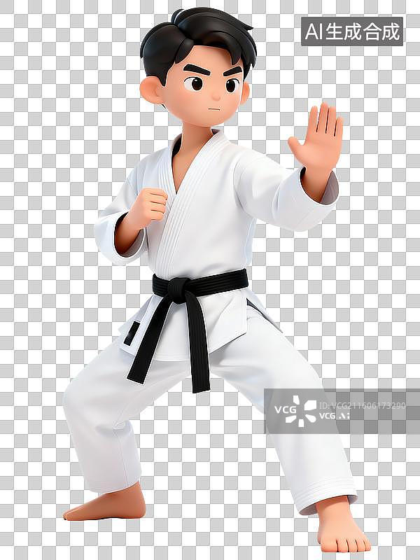 【AI数字艺术】3D卡通跆拳道运动员图片素材