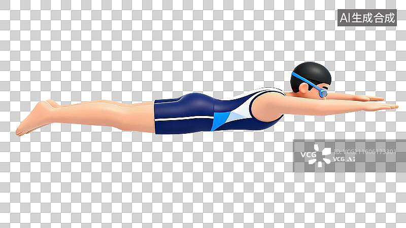 【AI数字艺术】3D卡通游泳男运动员图片素材