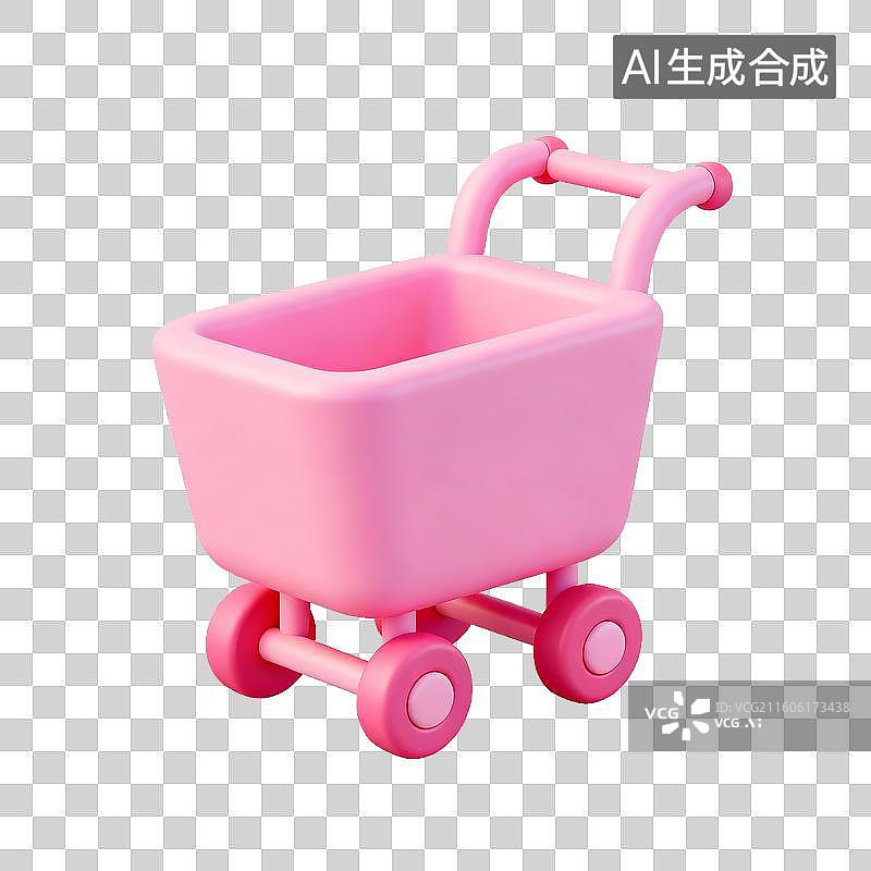 【AI数字艺术】粉色儿童购物车玩具图片素材