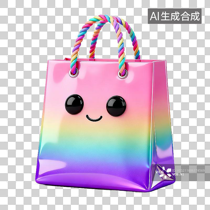 【AI数字艺术】彩虹渐变卡通手提袋图片素材