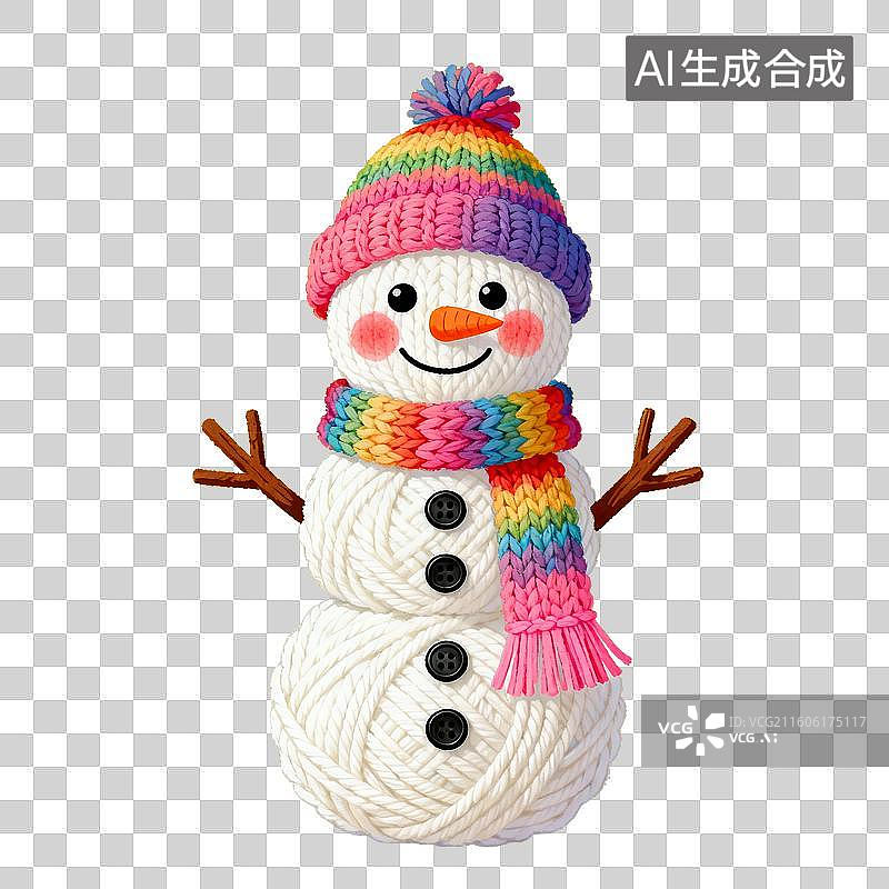 【AI数字艺术】冰雪节 彩色毛线雪人玩偶图片素材