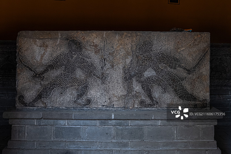 曲阜孔庙 神庖汉画像石二展室 1937年出土于曲阜韩家铺的双室石椁墓图片素材
