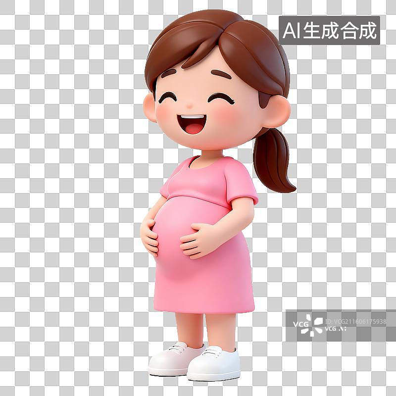 【AI数字艺术】孕妇卡通形象微笑站立图片素材