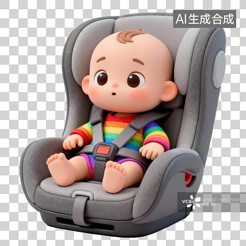 【AI数字艺术】婴儿坐在儿童安全座椅中图片素材