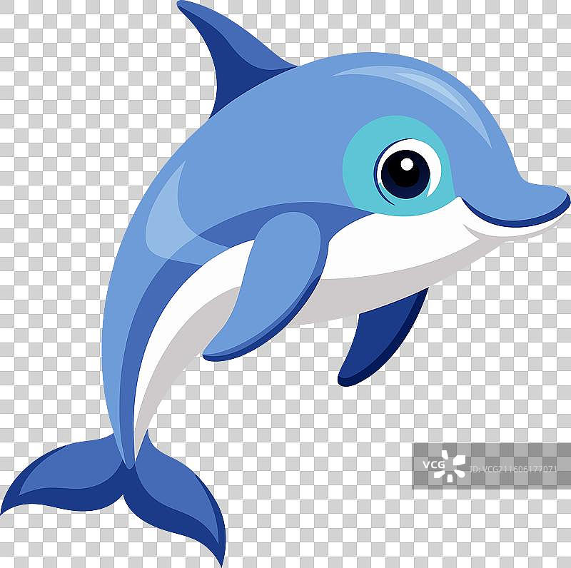 昏暗的、卡通风格的海豚鱼在睡觉图片素材