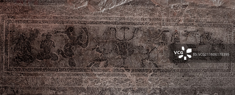 曲阜孔庙 神庖汉画像石二展室 1937年出土于曲阜韩家铺的双室石椁墓图片素材